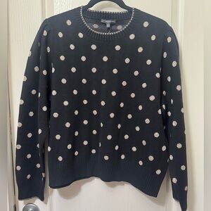 NWT Adrianna Papell Black Sweater with Gold Polka Dots